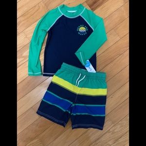 Carters swim set, NWT, size 5T, green and navy